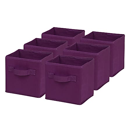 Honey-Can-Do Mini Non-Woven Foldable Cubes, 7"H x 5 3/4"W x 7"D, Purple, Pack Of 6