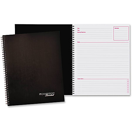 Cambridge Limited 1-subject Notebook - 80 Sheets - Twin Wirebound - Legal Ruled - 20 lb Basis Weight - 8 7/8" x 11" - White Paper - Black Cover - Micro Perforated, Easy Tear, Unpunched, Flexible, Subject - 2 / Pack
