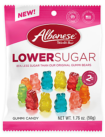 Albanese Lower Sugar Gummi Bears, 1.76 Oz, Assorted Flavors