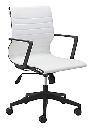 Zuo Modern Stacy Ergonomic Faux Leather Mid-Back Office Chair, White