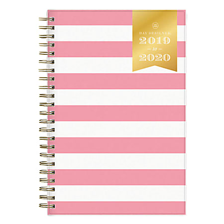 Day Designer Academic Daily/Monthly New Pink Stripe Planner, 5" x 8", July 2019 to June 2020