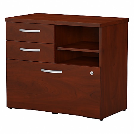 Bush® Business Furniture Studio C 30"W Lateral Office Storage Cabinet With Drawers and Shelves, Hansen Cherry, Standard Delivery