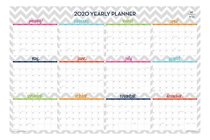 Dabney Lee for Blue Sky™ Monthly Dry-Erase Wall Calendar, Ollie, 36" x 24", July 2019 to June 2020 / January 2020 to December 2020