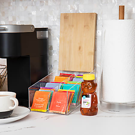 Mind Reader Modern Collection 3-Tier Tea Caddy, 5-1/2”H x 6-1/4”W x 9”L, Brown