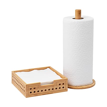 Mind Reader Lattice Collection Paper Towel Holder And Napkin Holder Set, Brown