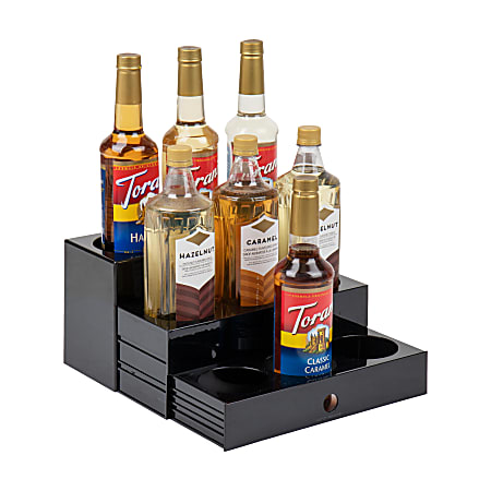 Mind Reader 9-Compartment Nested Syrup Bottle Holder, 7”H x 12-1/2”W x 14-1/4”D, Black