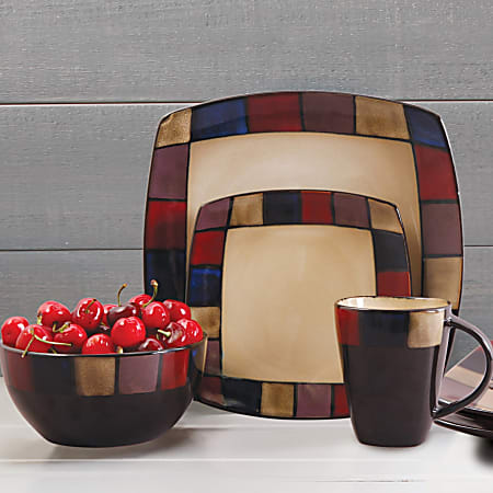 Gibson Elite Soho Lounge 16 Piece Soft Square Dinnerware Set