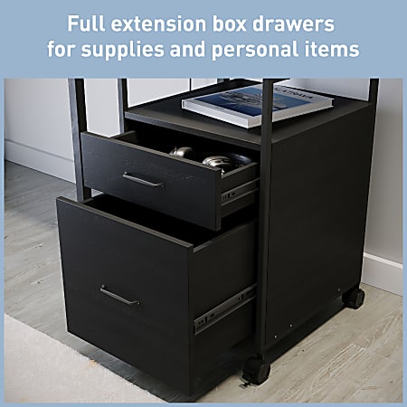 Realspace Rezio 16 D Mobile 2 Drawer Storage Cabinet Black BIFMA