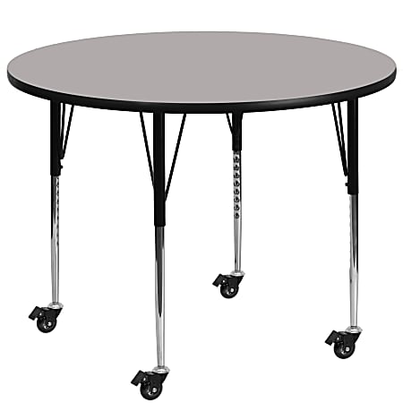 Flash Furniture Mobile 48" Round HP Laminate Activity Table With Standard Height-Adjustable Legs, Gray