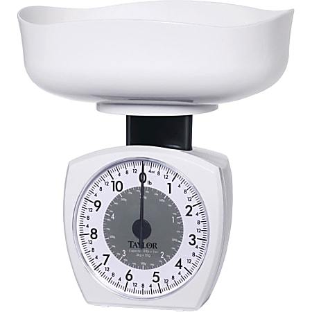 Taylor Mechanical Kitchen Weighing Food Scale Weighs Up To 11Lbs, Measures  In Grams And Ounces, Black And Silver