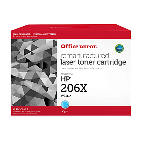 Office Depot Brand® Remanufactured High-Yield Cyan Toner Cartridge Replacement For HP 206X, OD206XC