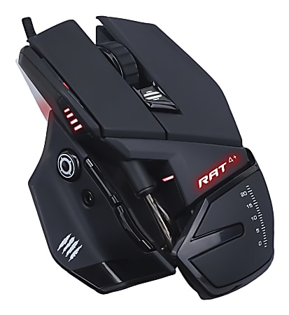 Mad Catz The Authentic R.A.T. 4+ Optical Gaming Mouse - PixArt PMW3330 - Cable - Black - 1 Pack - USB 2.0 - 7200 dpi - 9 Button(s)