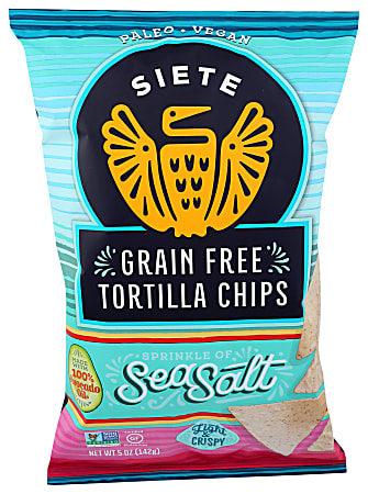 Siete Tortilla Chips, Sea Salt, 5 Oz, Total Qty 12