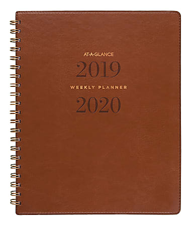 AT-A-GLANCE® Signature Collection 13-Month Academic Weekly/Monthly Planner, 8-3/8" x 11", Distressed Brown, July 2019 to July 2020