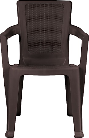 Inval Stackable Patio Dining Chairs, Plastic, Espresso, Pack Of 4 Chairs