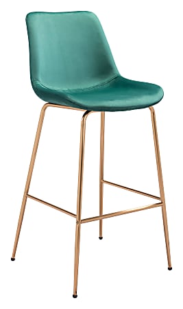 Zuo Modern Tony Bar Chair, Green/Gold