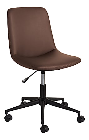 Realspace&reg; Floor Display Praxley Faux Leather Low-Back Task Office Chair, Brown, BIFMA Compliant