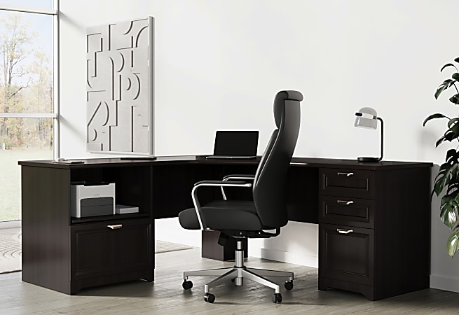 Realspace Magellan Performance 71 W L Shaped Corner Desk Espresso Office Depot