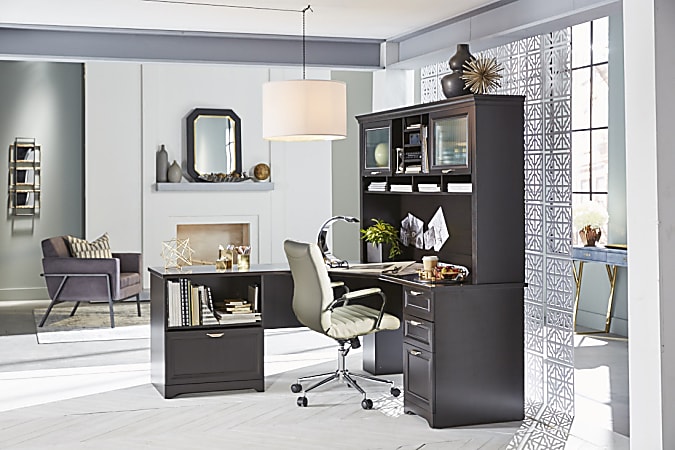 Realspace Magellan Performance 71 W L Shaped Corner Desk Espresso Office Depot