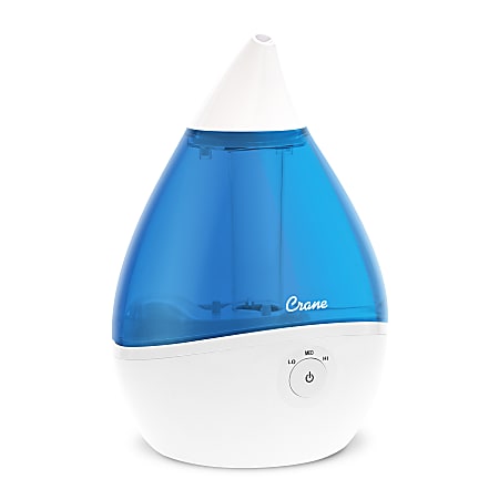 Crane Droplet Ultrasonic Cool Mist Humidifier, 0.5 Gallons, 6 3/4" x 6 3/4" x 10 1/2", Blue/White 