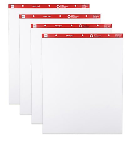 Office Depot® Brand Easel Pads, 27" x 34", 50 Sheets, 30% Recycled, White, Pack Of 4