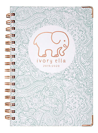 Cambridge® Ivory Ella Boho Academic Weekly/Monthly Hardcover Planner, 5-1/2" x 8-1/2", Mint, July 2019 to June 2020