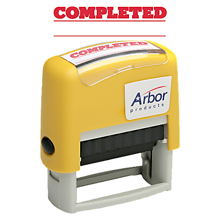 SKILCRAFT® Pre-Inked Message Stamp, "COMPLETED", Red Ink