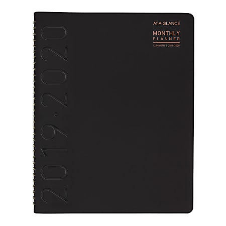 AT-A-GLANCE® Contemporary Academic Weekly/Monthly Appointment Book, 8-1/4" x 10-7/8", Black, July 2019 to June 2020
