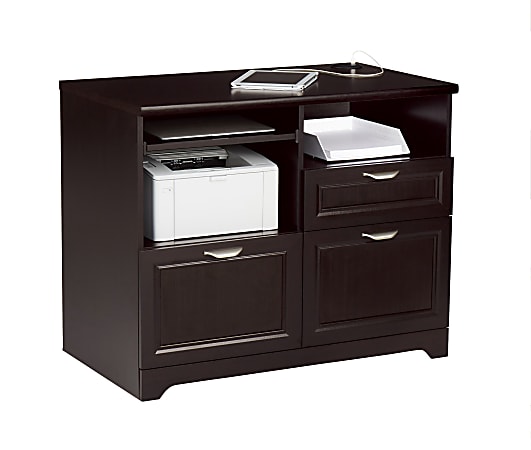 Realspace® Magellan 30”H x 36-5/16”W x 21-1/8”D Tech Station Printer Stand 2.0, Espresso