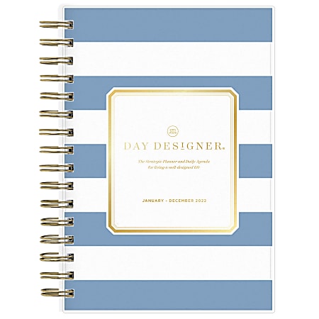 Day Designer Daily/Monthly Planner, 5" x 8", Rugby Stripe, January To December 2022, 132438