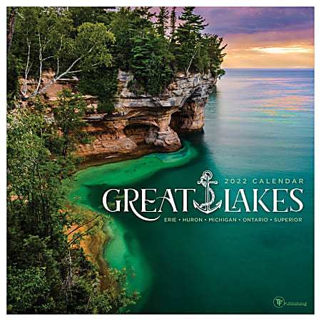 TF Publishing Scenic Wall Calendar, 12" x 12", Great Lakes, January To December 2022