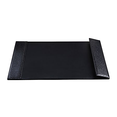 Artistic ART61026B Woven Leatherette Desk Pad With Side Flip Rails, 24" x 19", Black