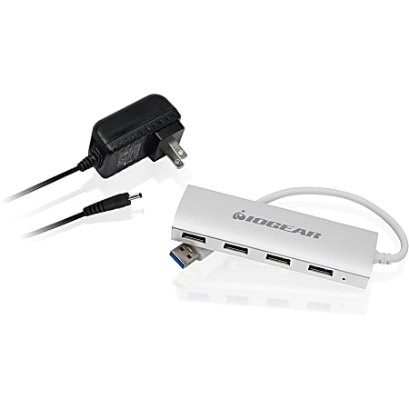 IOGEAR met(AL) P4P Hub, 4-Port USB 3.0 Powered Hub with Aluminum Chassis - USB - External - 4 USB Port(s) - 4 USB 3.0 Port(s) - PC, Mac
