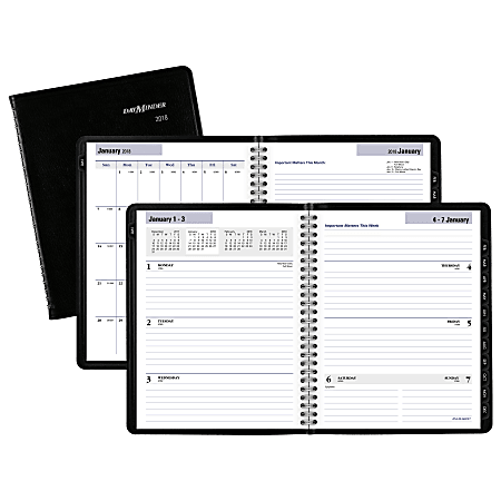 AT-A-GLANCE® DayMinder® Executive Weekly Appointment Book, 8 3/4" x 6 7/8", Black, January to December 2018 (G54600-18)