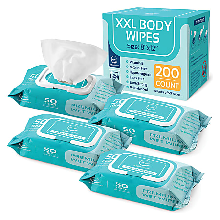 AllSett Health® Disposable Body Wipes for Adults, Fresh Scent, 8” x 12”, White, Pack Of 200 Wipes