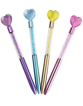 Saxon Imports Fidget Heart Ballpoint Pen, Medium Point, 0.7 mm, Assorted Barrel Colors, Black Ink