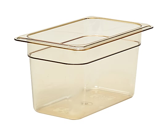 Cambro H-Pan High-Heat GN 1/4 Food Pans, 6"H x 6-3/8"W x 10-7/16"D, Amber, Pack Of 6 Pans
