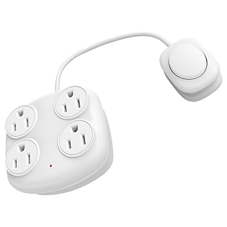 Prime 4-Outlet Wall Tap With Corded Remote Switch, White, PBFSTAP