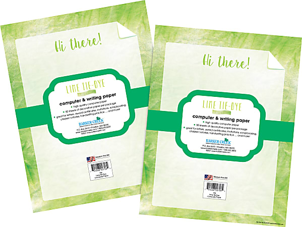 Barker Creek Designer Computer Paper 8 12 x 11 Lime Tie Dye 50 Sheets ...