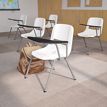 Flash Furniture Ergonomic Shell Chairs, White, Set Of 5 Chairs, 5RUTEO1WHLTAB
