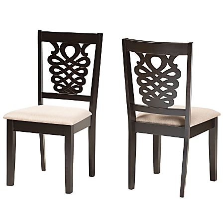 Baxton Studio Gervais Dining Chairs, Sand/Dark Brown, Set Of 2 Chairs