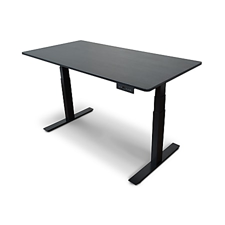 Luxor 59"W Wood Electric Standing Desk, Black Oak/Black