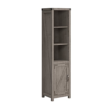 Bush Furniture Knoxville 72"H Narrow 5-Shelf Bookcase With Door, Restored Gray, Standard Delivery