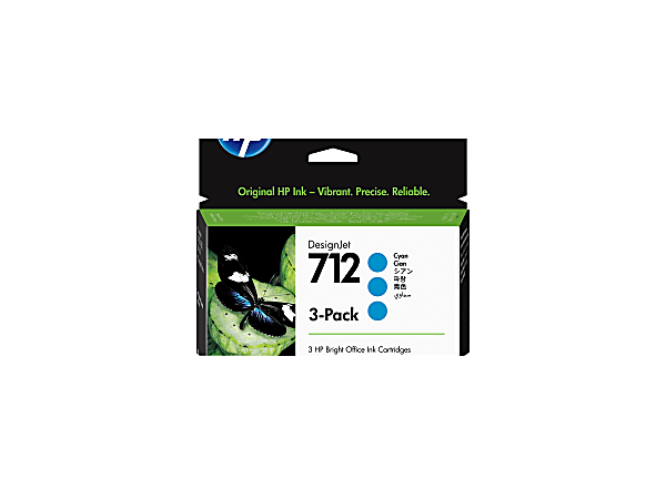 HP 712 DesignJet Cyan High Yield Ink Cartridges Pack Of 3 3ED67A