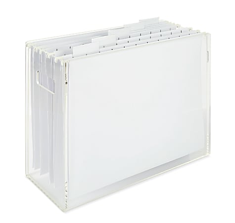 Realspace Acrylic File Box With Hanging Folders Letter Size 12 12 x 5 14 x  10 14 Clear - Office Depot