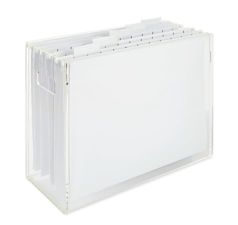 Realspace® Acrylic File Box With Hanging Folders, Letter Size, 12-1/2" x 5-1/4" x 10-1/4", Clear