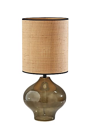 Adesso® Emma Large Table Lamp, 28-1/2"H, Rattan Shade/Dark Green Base