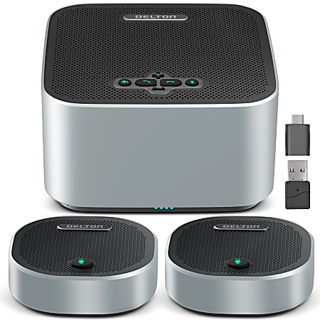 Delton C9270 Wireless Conference Speaker With 2 External Mics, 3&rdquo; x 5-11/16&rdquo; x 5-11/16&rdquo;