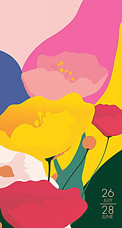 Willow Creek Press Checkbook 2-Year Monthly Academic Pocket Planner, 3-1/2" x 6-1/2", Bold Botanicals, July 2026 to June 2028, Total Quantity 1