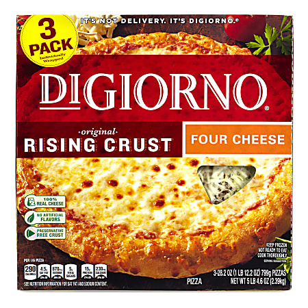 DiGiorno Rising Crust Frozen Pizzas, 4 Cheese, 28.2 Oz, Pack Of 3 Pizzas